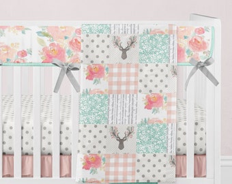 peach and mint nursery bedding