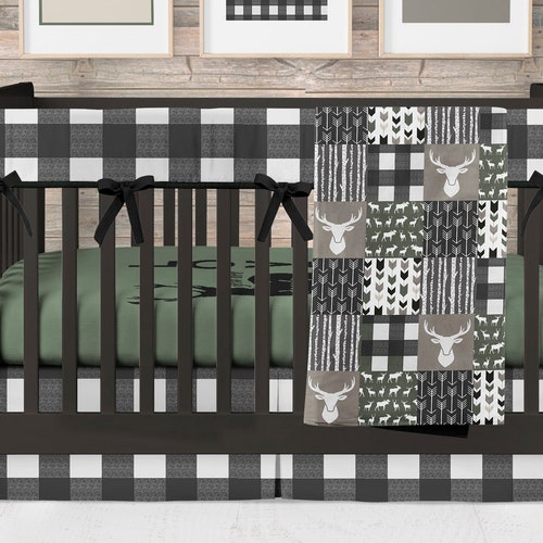 Boy Crib Bedding Set Woodland Baby Quilt Nursery Bedding Etsy