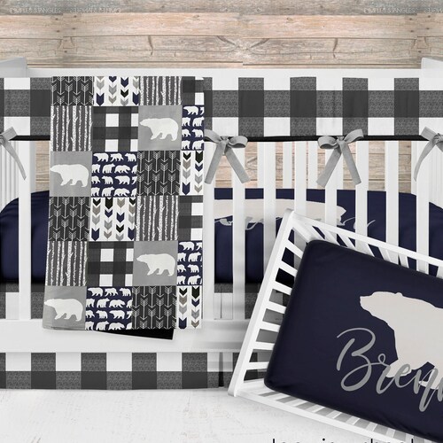 Woodland Nursery Bear Crib Bedding Set Moose Baby Blanket Etsy