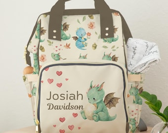 Dragon Diaper Backpack, Personalized Gender Neutral Baby Bag