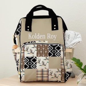 Mallard Duck Diaper Bag, Baby Personalized Mallard Duck Diaper Bag Backpack, Duck Hunting Baby Shower Gift, Custom Baby Name Backpack