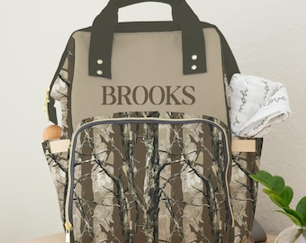 Bottomland Camo Diaper Bag Backpack: Personalized Baby Boy Gift