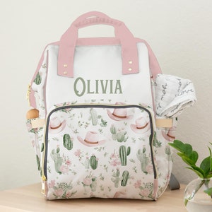 Diaper Bag Backpack Baby Girl, Western Personalized Diaper Bag, Cowgirl Daycare Diaper Bag with Name, Country Girl Shower Gift