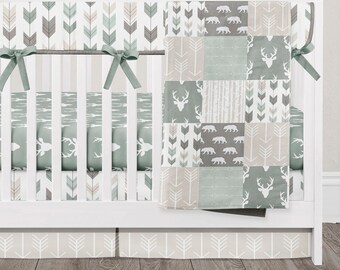 sage green crib skirt