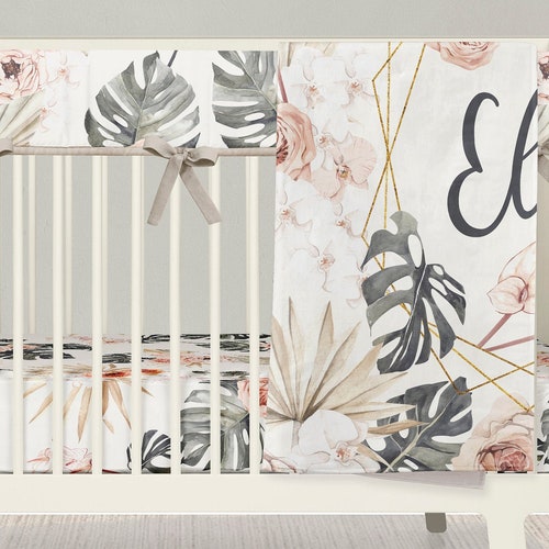 Baby Girl Boho Bedding Set Floral Boho Crib Bedding Set Baby Etsy