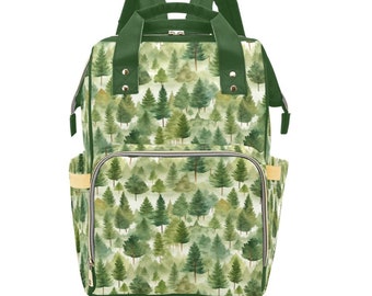 Diaper Bag Trees, Woodland Diaper Bag Backpack, Baby Boy Diaper Bag, Baby Boy Shower Gift, Baby Hospital Bag Trees, Green Diaper Bag