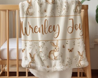 Personalized Bunny Baby Blanket: Minky or Sherpa Cuddle Blanket