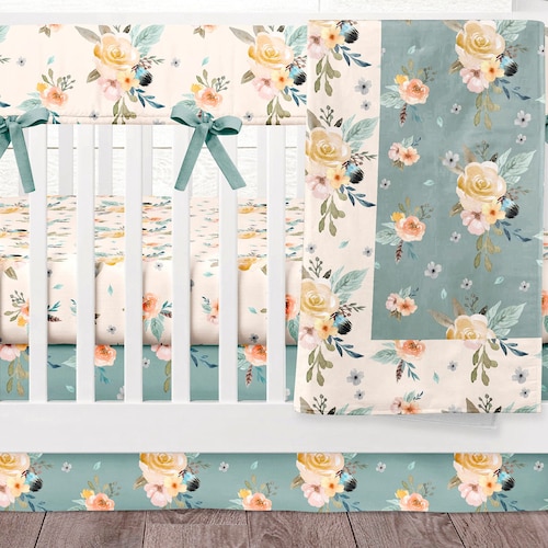 Vintage Floral Baby Girl Crib Bedding Set Nursery Bedding Etsy