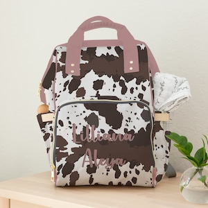 Cow Print Diaper Bag: Personalized Baby Backpack