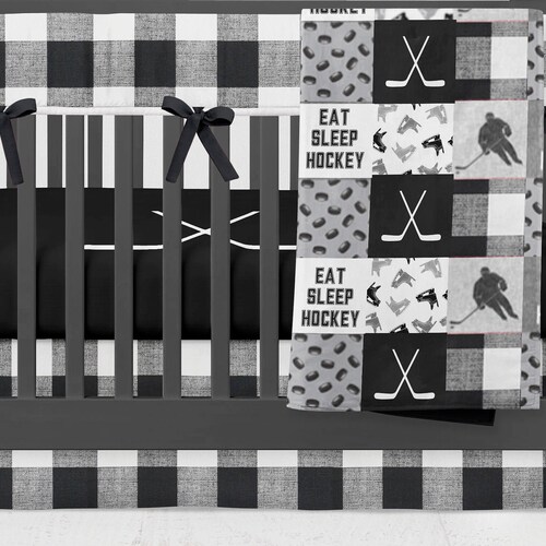 Hockey Crib Bedding for Baby Boy Nursery Sports Theme Crib Etsy Canada