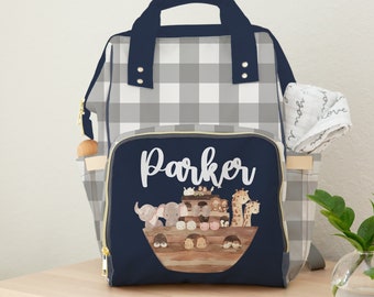 Noah's Ark Diaper Bag Backpack: Personalized Baby Boy Gift