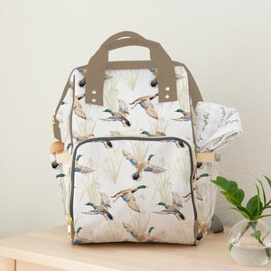Duck Diaper Bag, Backpack Personalized Diaper Bag, Mallard Duck Baby Bag image 1