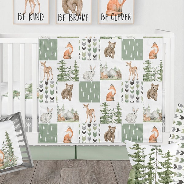 Sage Green Woodland Nursery Bedding Etsy
