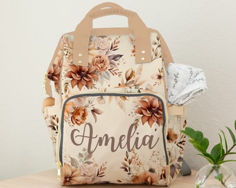 Personalized Floral Diaper Bag Backpack: Neutral Baby Girl Shower Gift