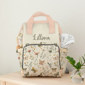 Personalized Baby Girl Diaper Bag Backpack Butterfly Design Wildflower Baby Bag Custom Name Stylish Practical Mom Bag Etsy