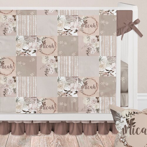 Boho Crib Bedding Set Girl Baby Girl Nursery Floral Etsy