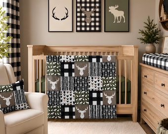 Woodland Baby Boy Crib Bedding Set: Personalized Deer Nursery Bedding & Decor