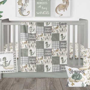Dragon Crib Bedding Set Dragon Nursery Personalized Dragon Baby