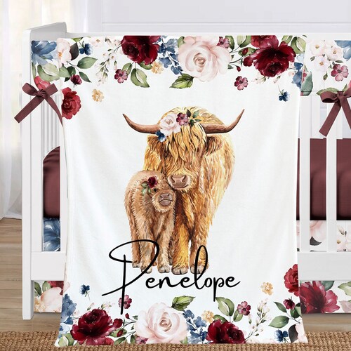 Highland Cow Nursery Crib Bedding Baby Girl Western Bedding Etsy