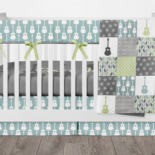 Guitar Crib Bedding Set for Music Theme Baby Nursery Black Etsy Canada