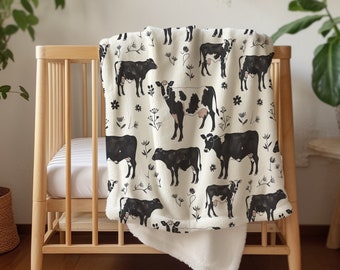 Cow Blanket, Baby Blanket Cow Theme, Minky Blanket, Soft Cuddle Baby Blanket