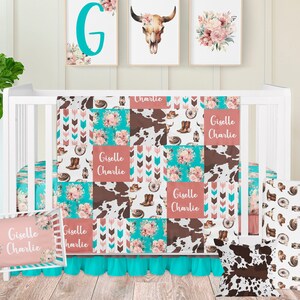 Pink and Teal Crib Bedding Etsy