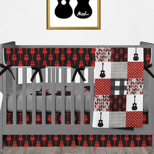 Guitar Crib Bedding Set for Music Theme Baby Nursery Black Etsy Canada