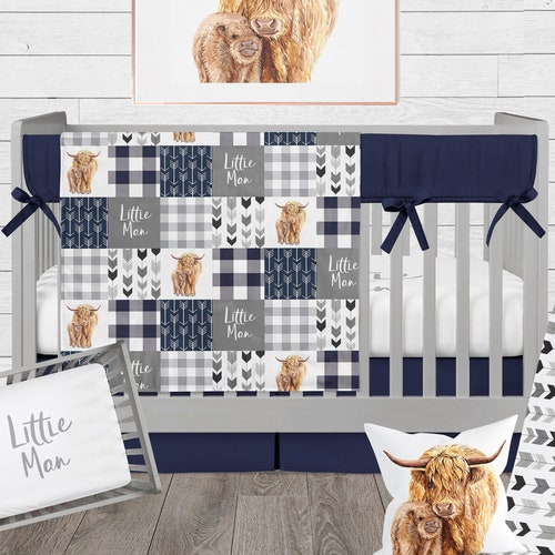 Baby Girl Floral Crib Bedding Set Highland Cow Nursery Etsy