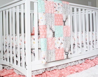 girl crib bedding woodlands fawn girl baby bedding baby girl deer crib bedding set - Baby Bedding For Girls girl crib bedding woodlands fawn girl baby bedding baby girl deer crib bedding set - Baby Bedding For Girls