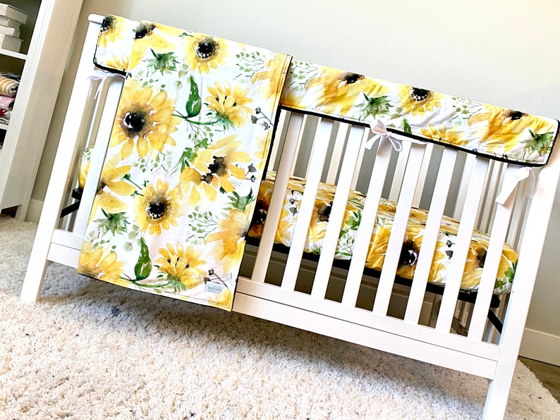 Girl Sunflower Baby Bedding Crib Set Floral Nursery Bedding Etsy.de