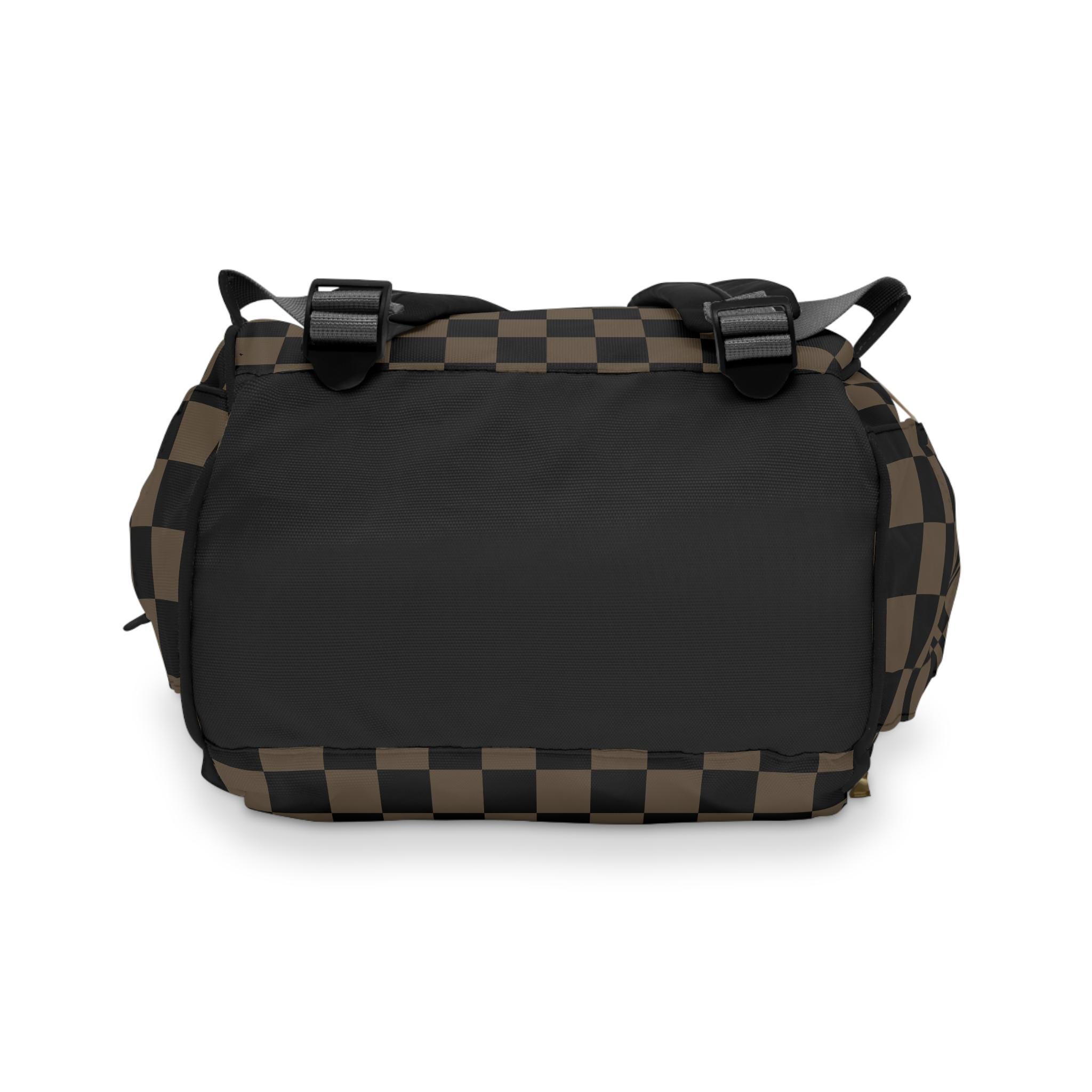 Checkered Diaper Backpack Tote: Black & Tan Baby Bag - Etsy