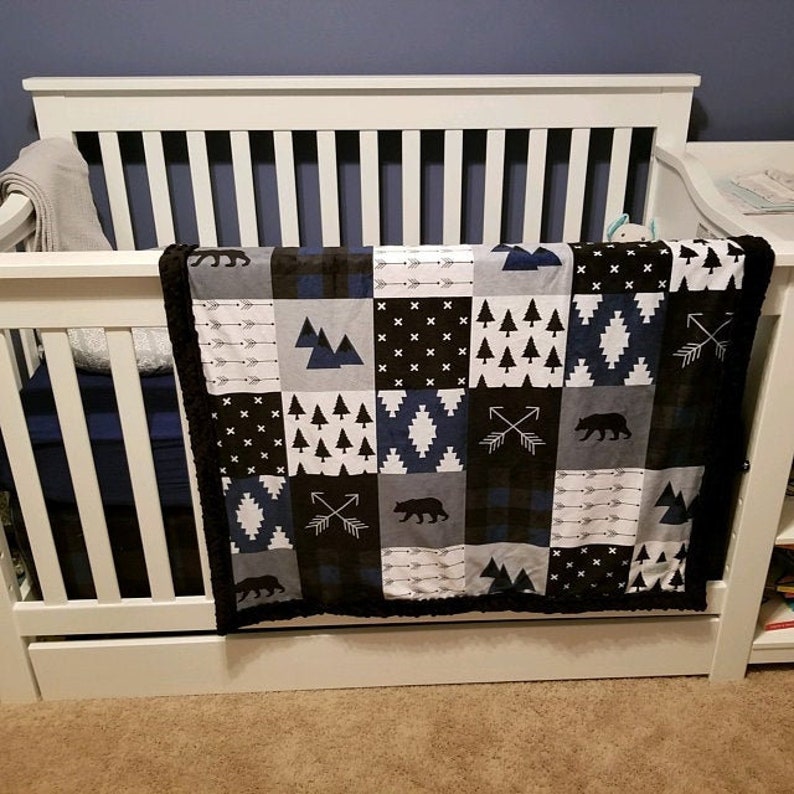 Woodland Nursery Bedding Set Baby Boy Bedding Mountain Baby Etsy