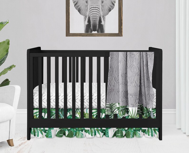 Girl Crib Bedding Set in Tropical Palm Leaf Jungle Nursery Etsy Canada