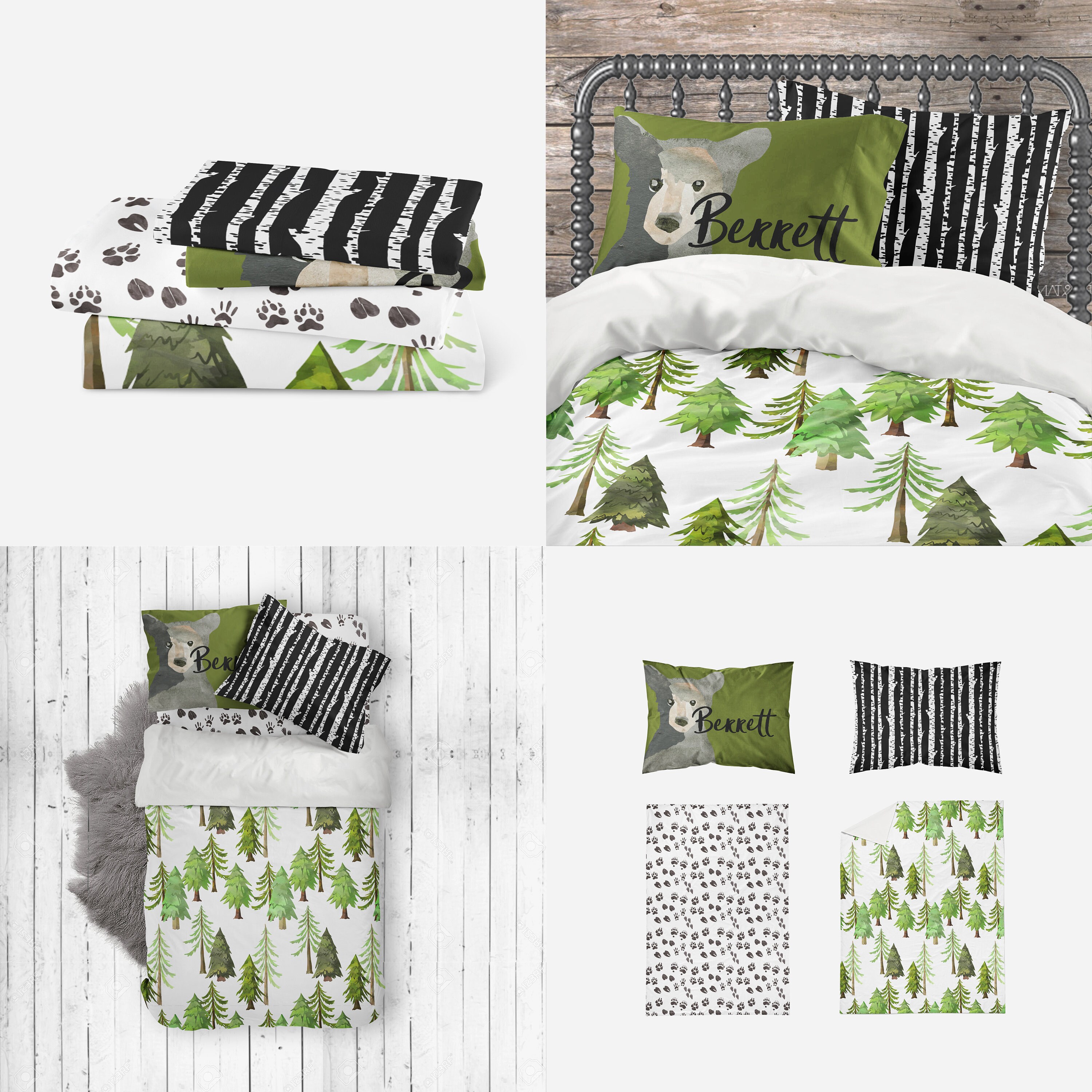 Boy Bedding Set Woodland Theme Big Boy Toddler Bedroom Tree | Etsy