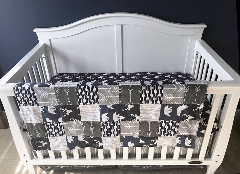 Baby Boy Blue Woodlands Crib Bedding Woodlands and Arrow Etsy