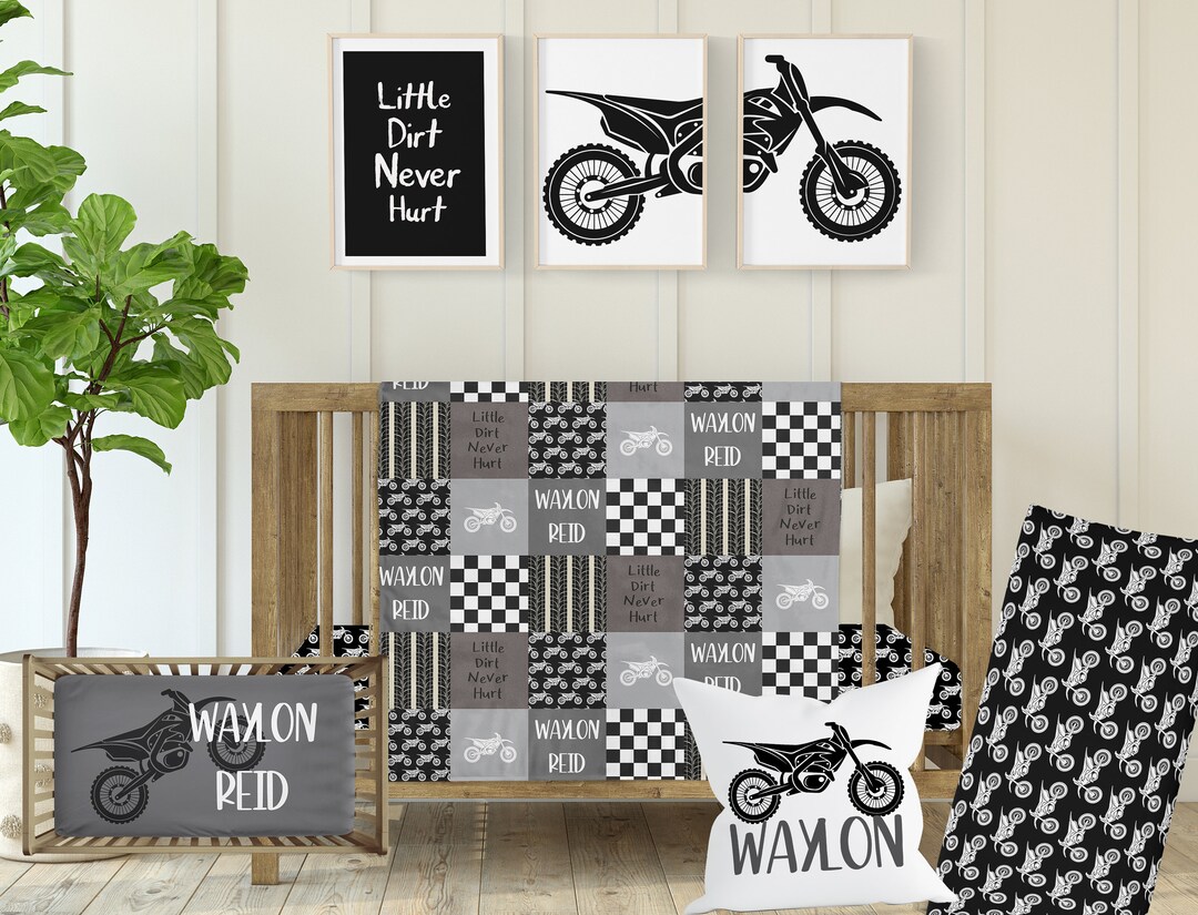 Motocross Nursery Bedding, Dirtbike Crib Bedding, Baby Boy Dirt Bike