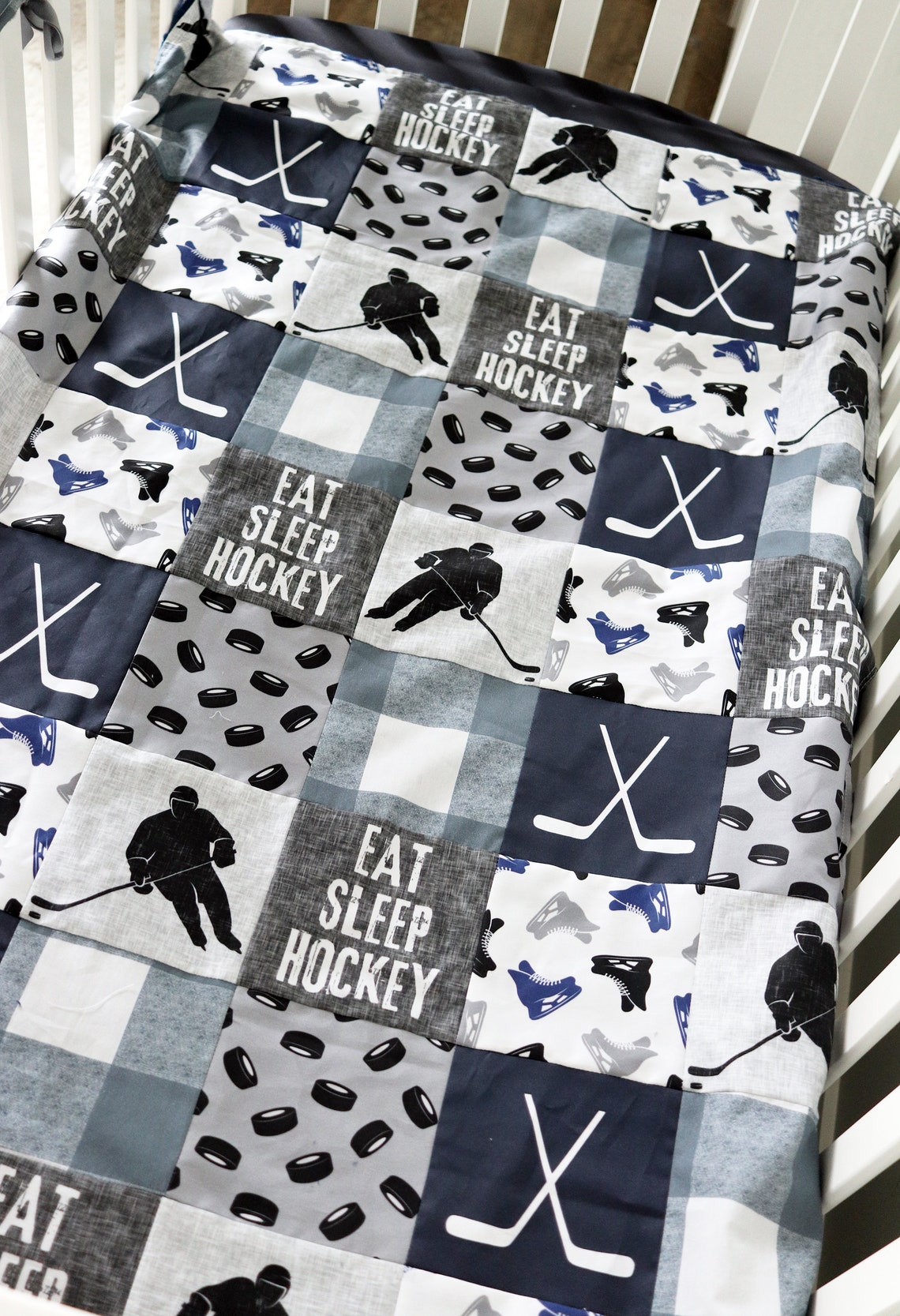 Hockey Crib Bedding for Baby Boy Nursery Sports Theme Crib Etsy Canada