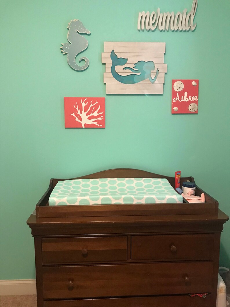 Ocean Baby Girl Crib Bedding Coral Mint Gray Baby Bedding Etsy