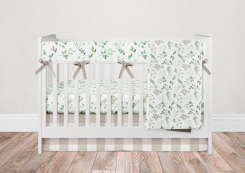 Greenery Crib Bedding Set Leaf Baby Nursery Baby Bedding Etsy