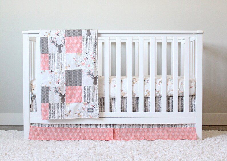 Woodland Nursery Girl Crib Bedding Woodlands Deer Girl Baby Etsy