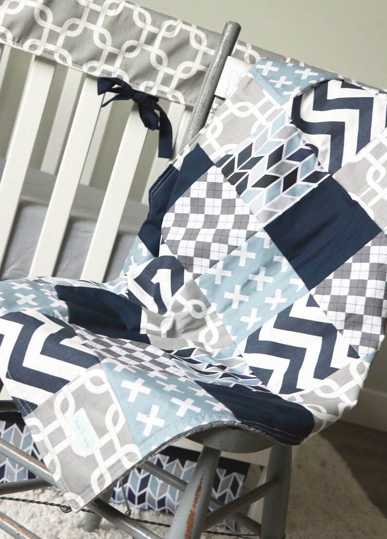 Baby Boy Crib Bedding Nursery Set Modern Geometric Baby Etsy