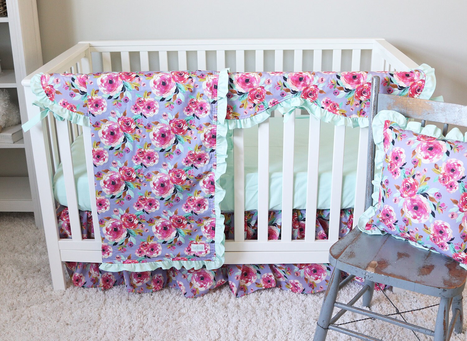 lavender floral crib bedding