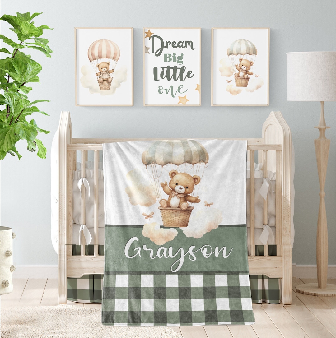 Baby Blanket Teddy Bear, Baby Name Blanket, Personalized Teddy Bear