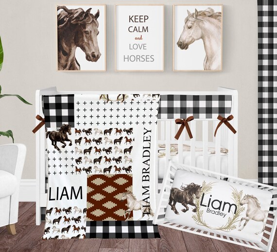 Horse Crib Bedding Baby Boy Baby Girl Horse Nursery Theme Etsy