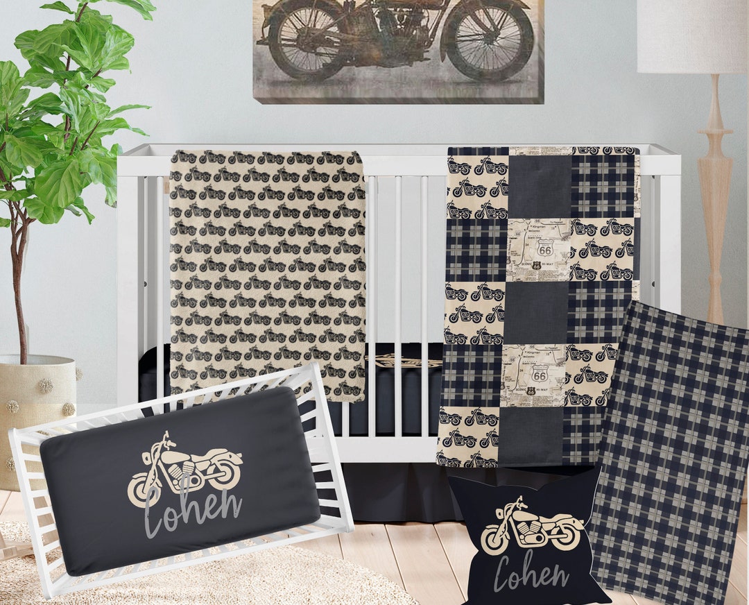 Motorcycle Nursery Bedding, Boy Crib Bedding, Baby Boy Motorcycle
