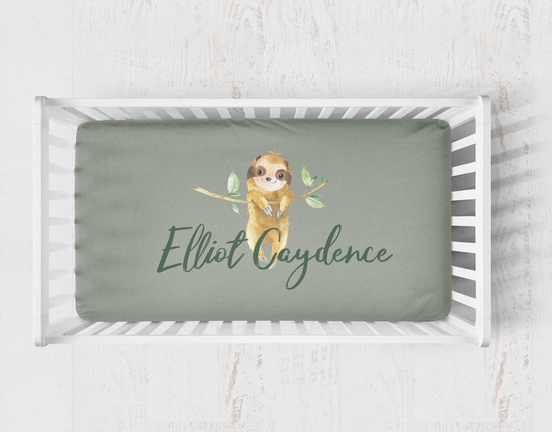 Sloth Crib Sheet Personalized Sloth Crib Bedding Set Gender Etsy New