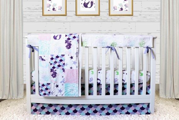 Baby Girl Bedding Mermaid Girl Nursery Bedding Set Patchwork Etsy