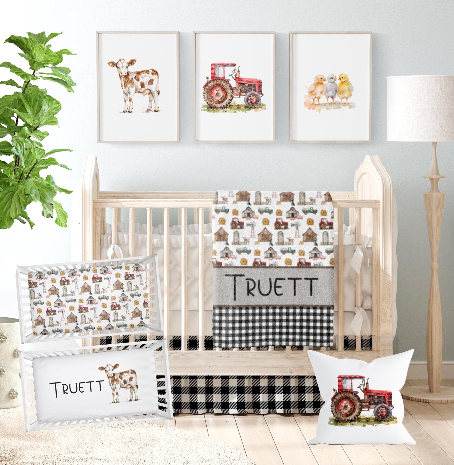 Farm Crib Bedding Set: Tractor Nursery Decor, Gift for Babies - Etsy