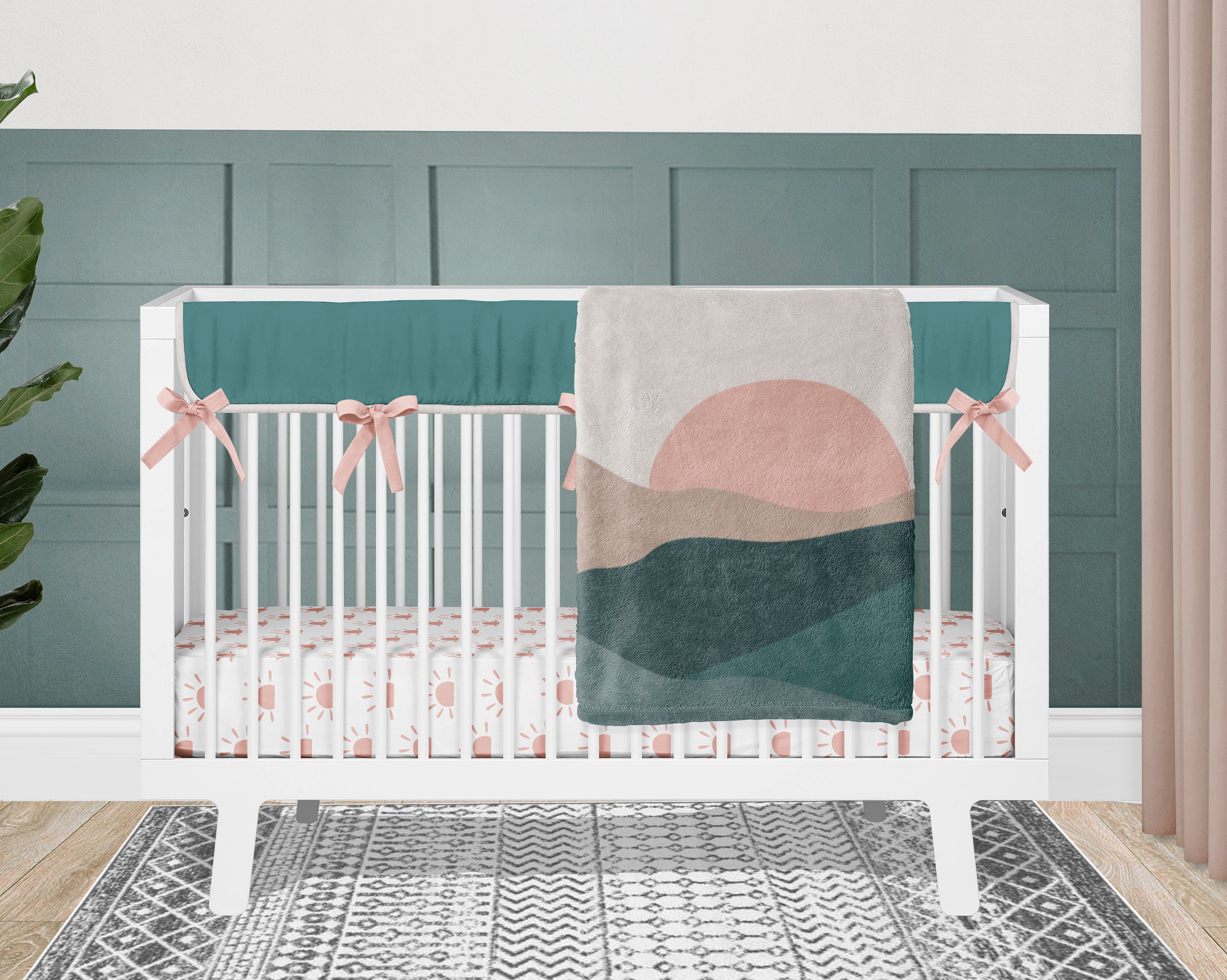 Crib Bedding Set For Boho Sunset Baby Girl Nursery Rail Etsy