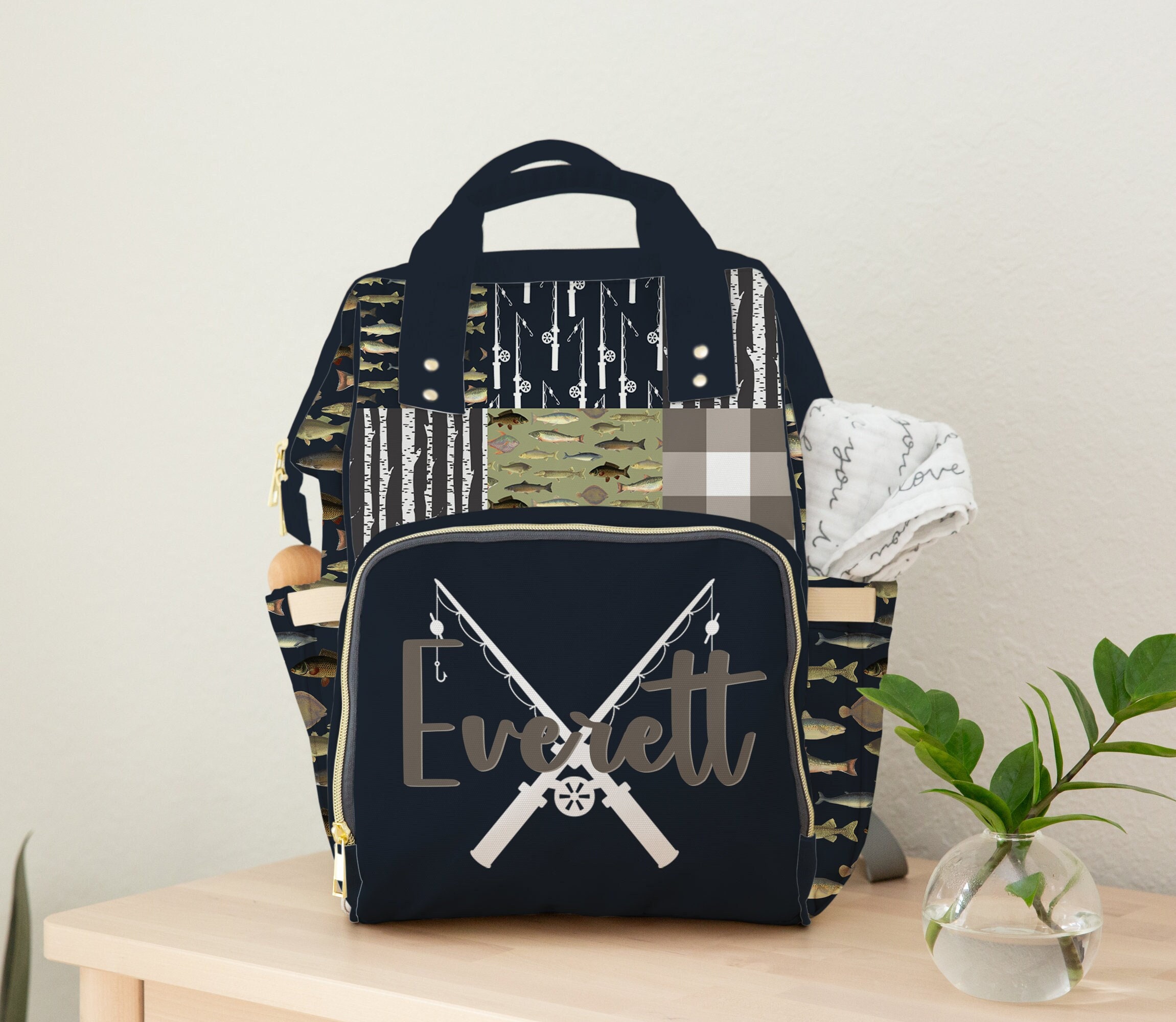 Personalized Fishing Theme Diaper Bag Backpack - Etsy